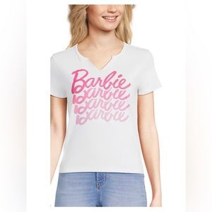 Barbie Group Logo Notch Neck Short Sleeve T-Shirt